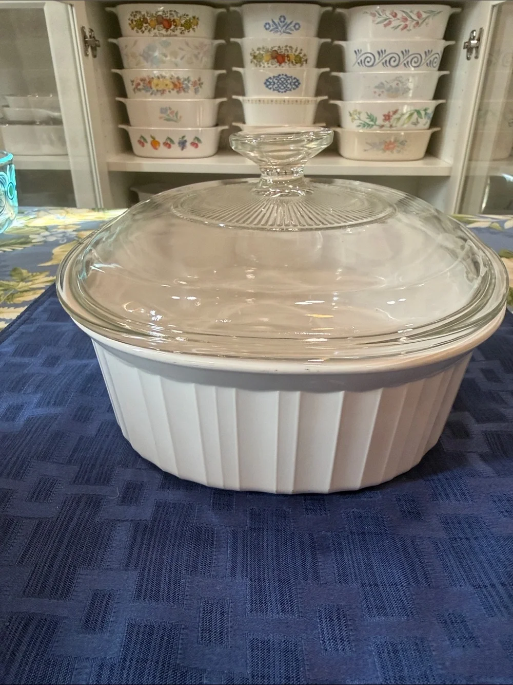 Corningware White Oval Casserole Callaway Ivy with Clear Glass Lid